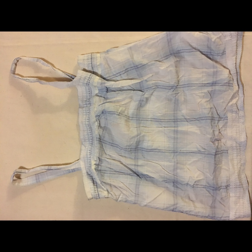 Pale Blue AEO babydoll tank size 10 plaid